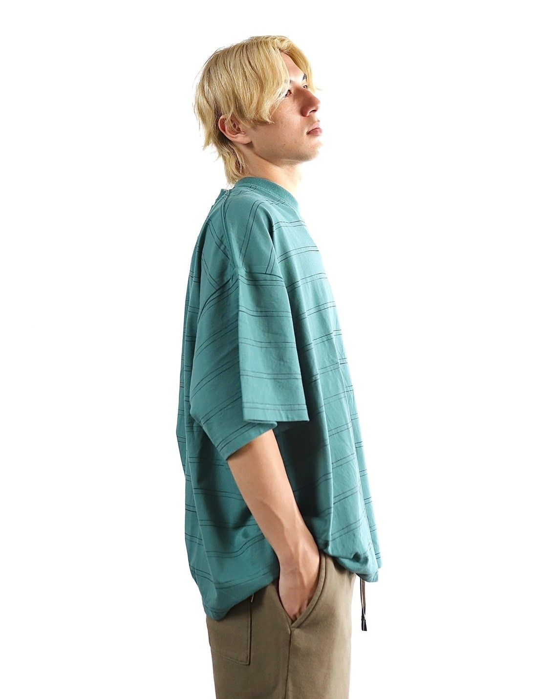 S.F.C 24SS エスエフシー DOUBLE WIDE SIDE STRIPE TEE(SFCSS24CS11)Green×Navy