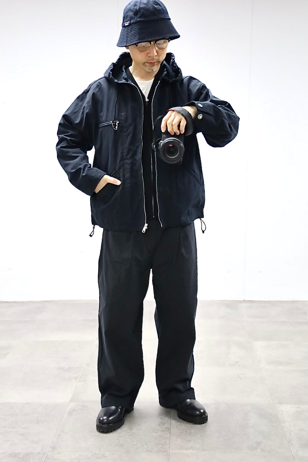 COMME des GARCONS HOMME コムデギャルソンオム26SS ナイロンオックス製品染フーデッドパーカ"BLACK"スタイル