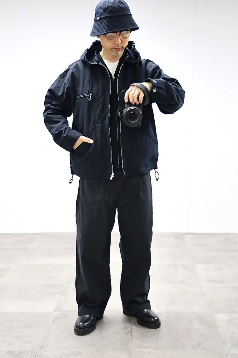 COMME des GARCONS HOMME コムデギャルソンオム26SS ナイロンオックス製品染フーデッドパーカ"BLACK"スタイル