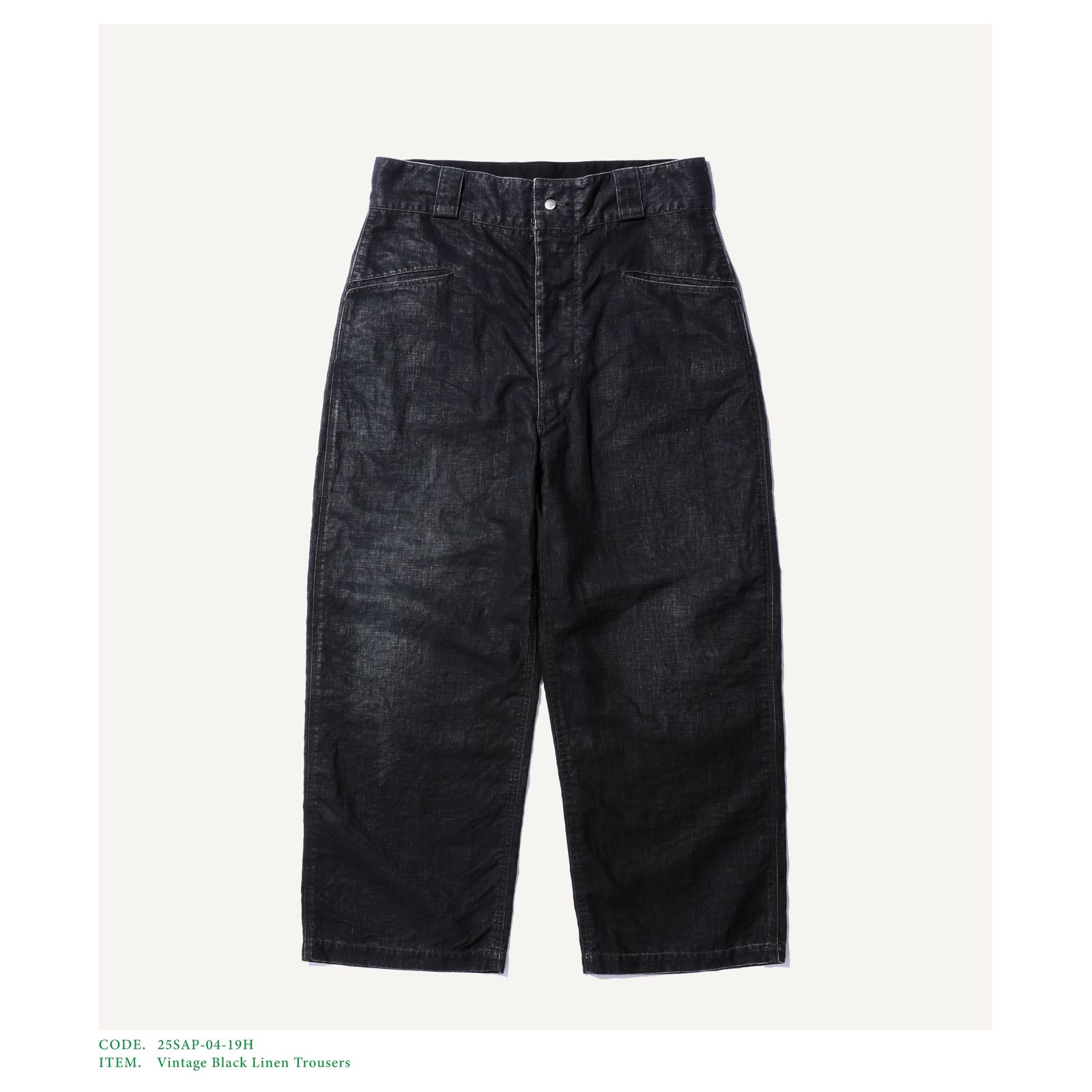 A.PRESSE - アプレッセ Vintage Black Linen Trousers (25SAP-04