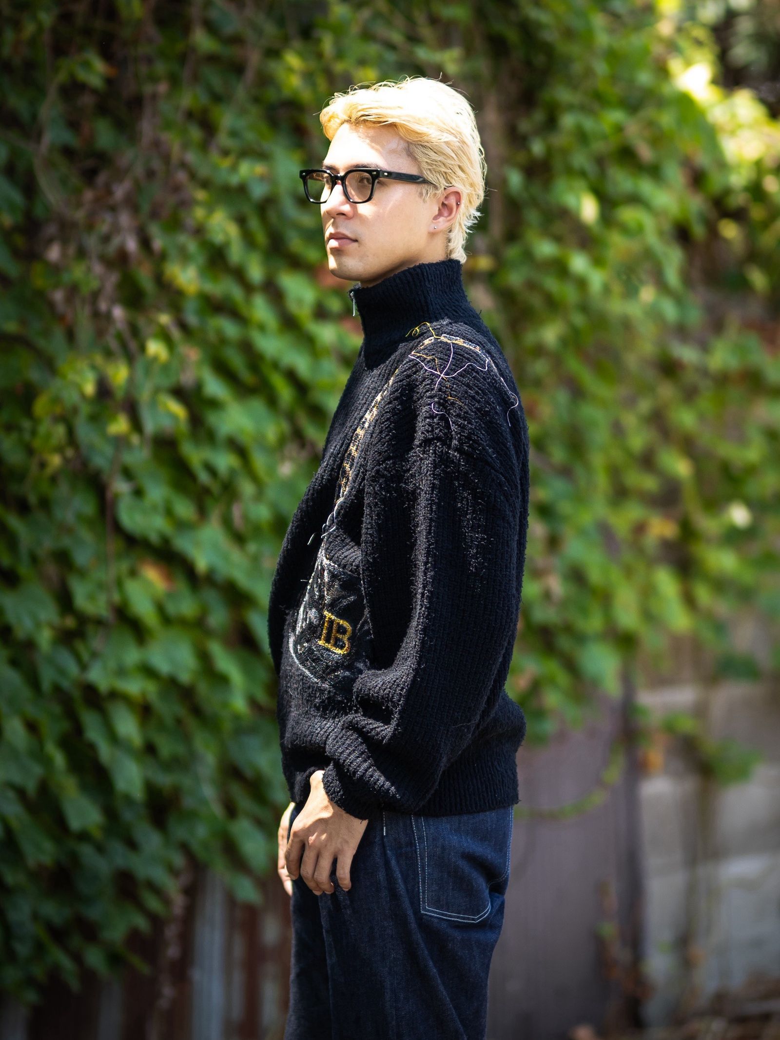 doublet TROMPE L’OEIL EMBROIDERY HALF ZIP KNIT  MARKスタイル