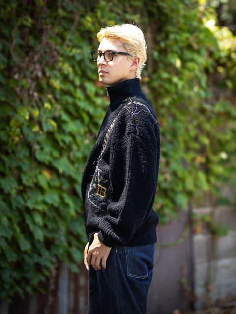 doublet TROMPE L’OEIL EMBROIDERY HALF ZIP KNIT  MARKスタイル