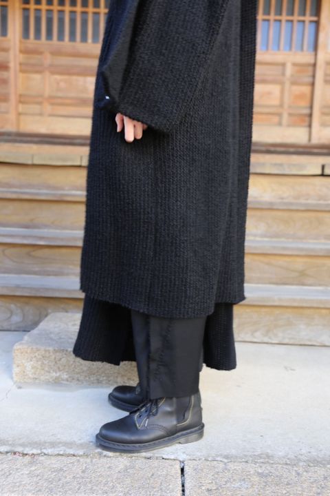 yohji yamamoto アンバランスファスナーロングニットカーディガン Style.2020.10.24.