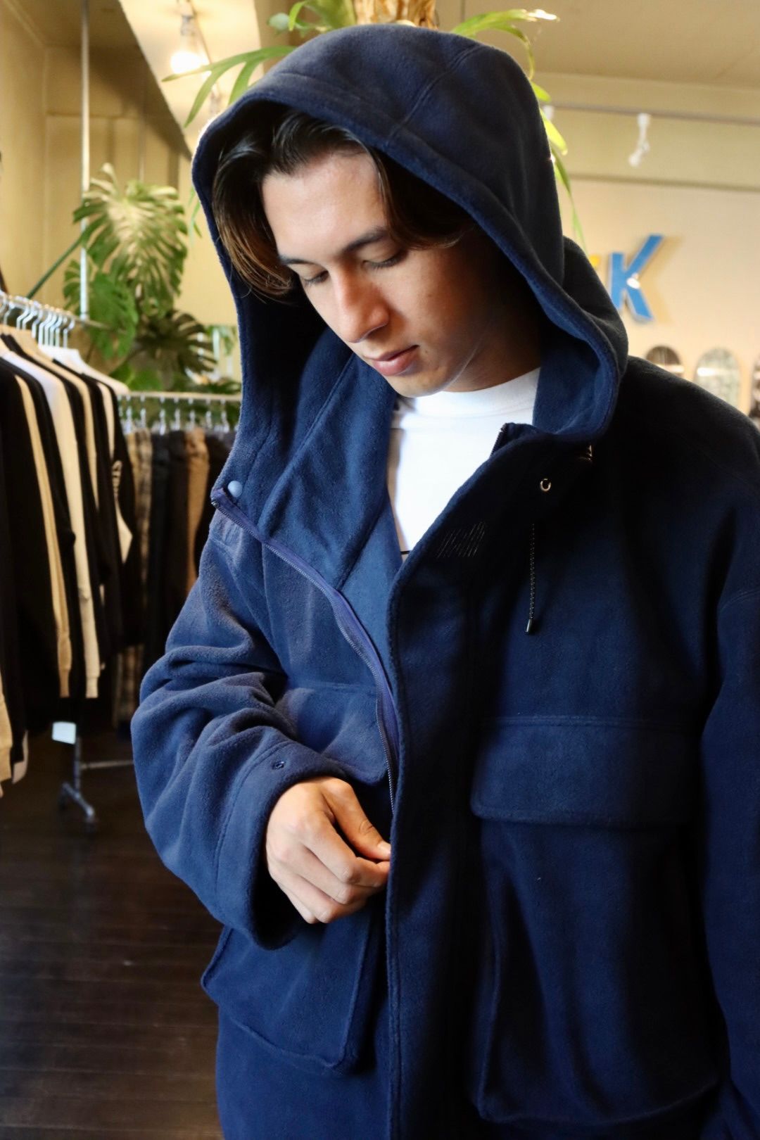 S.F.C 新作FLEECE HOODIE JACKET"NAVY"スタイル