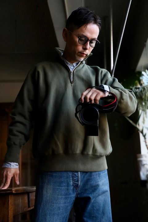 A.PRESSE Vintage Half Zip Sweat Shirt"OLIVE"スタイル2025.1.25.