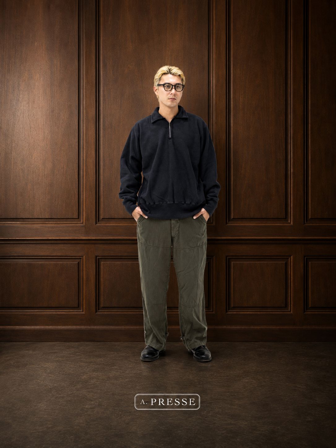 アプレッセ STYLE2 Vintage Half Zip Sweatshirt (BLACK)MARKスタイル