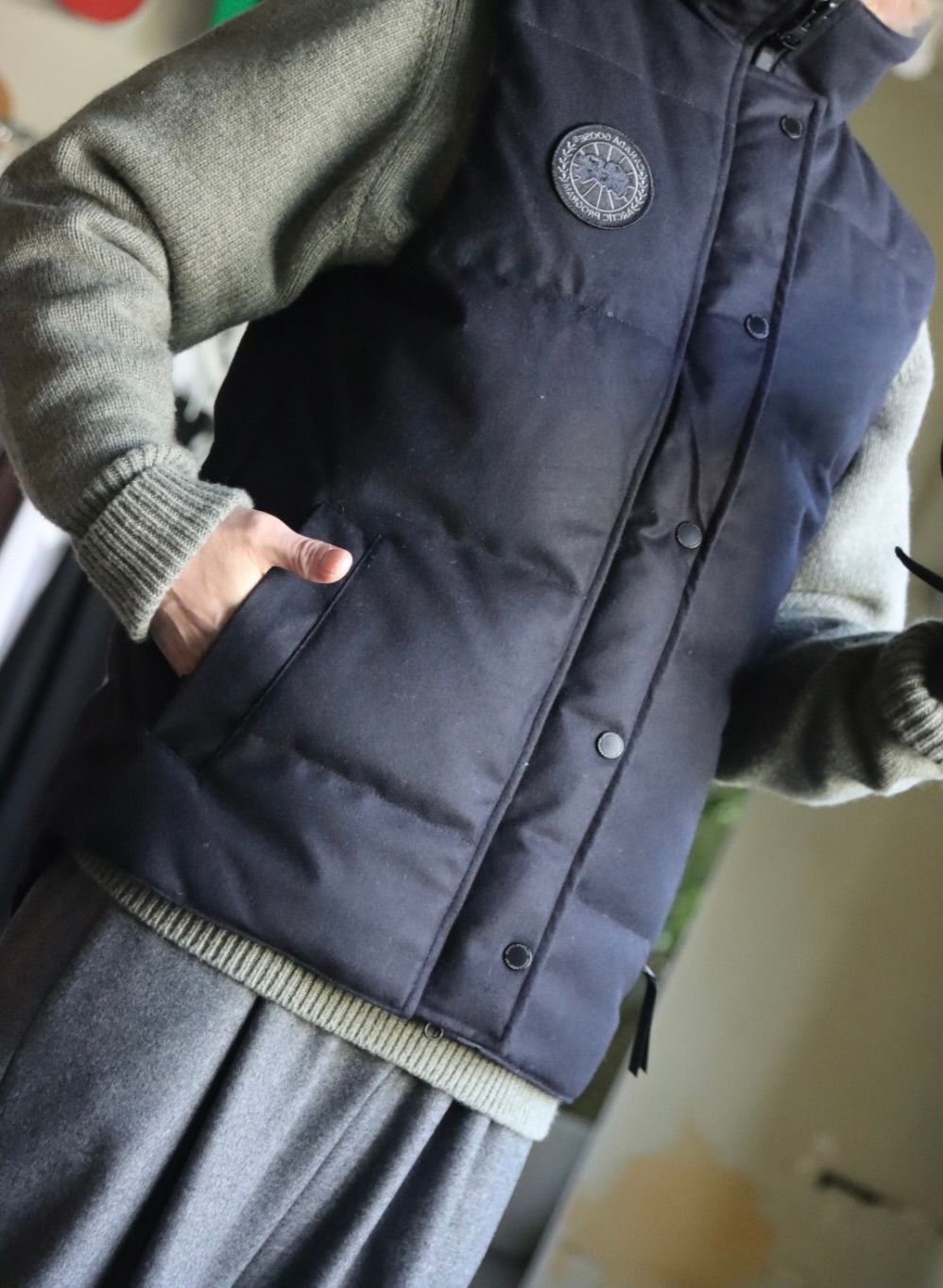 CANADA GOOSE カナダグース22AW GARSON VEST WOOL BLACK LABELスタイル