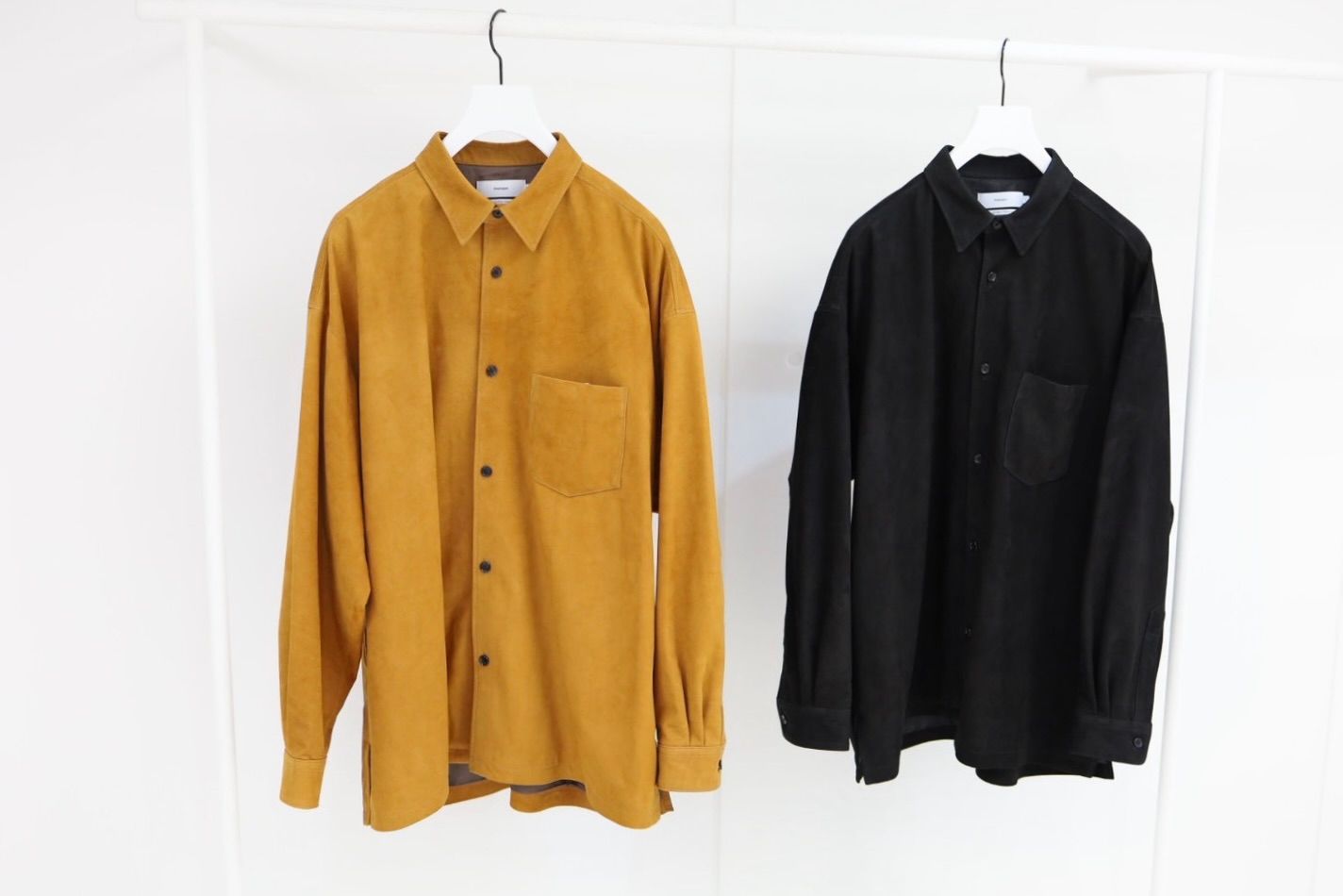 グラフペーパー26SS Cow Nubuck Leather L/S Oversized Regular Collar Shirt(GU261-50406)BROWN☆2月28日(土)発売！