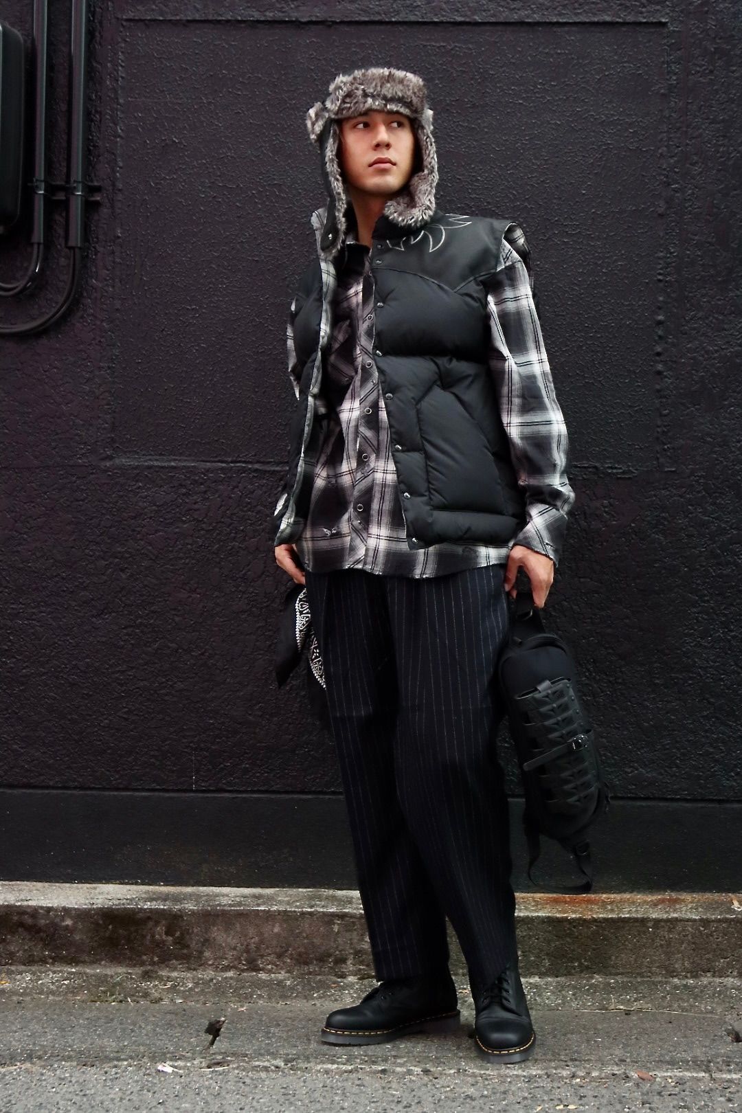 RAFU ラフ 23AW ダウンベスト RMFC DOWN VEST W/EMB'D BLACKスタイル
