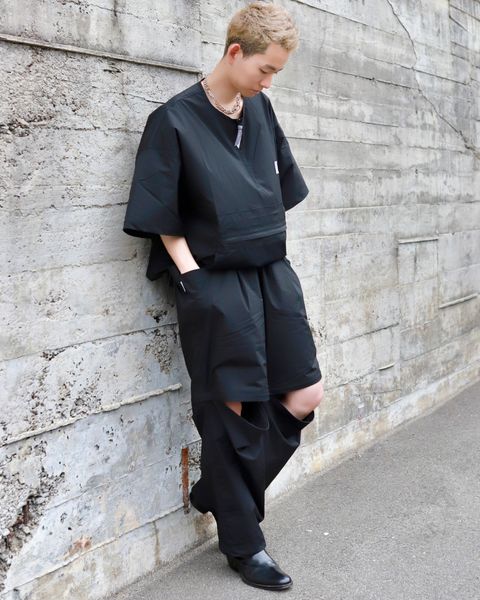 S.F.C 23SS HALF ZIP NYLON SHIRT"BLACK"スタイル