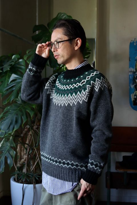 JUNYA WATANABE COMME des GARCONS MAN ウールジャガードニット"TOP GRAY"style.2021.10.26.