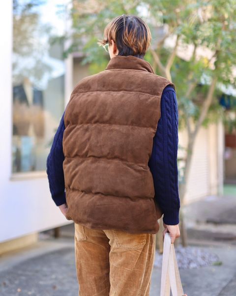 A.PRESSE Cashmere Aran Half Zip Sweaterスタイル