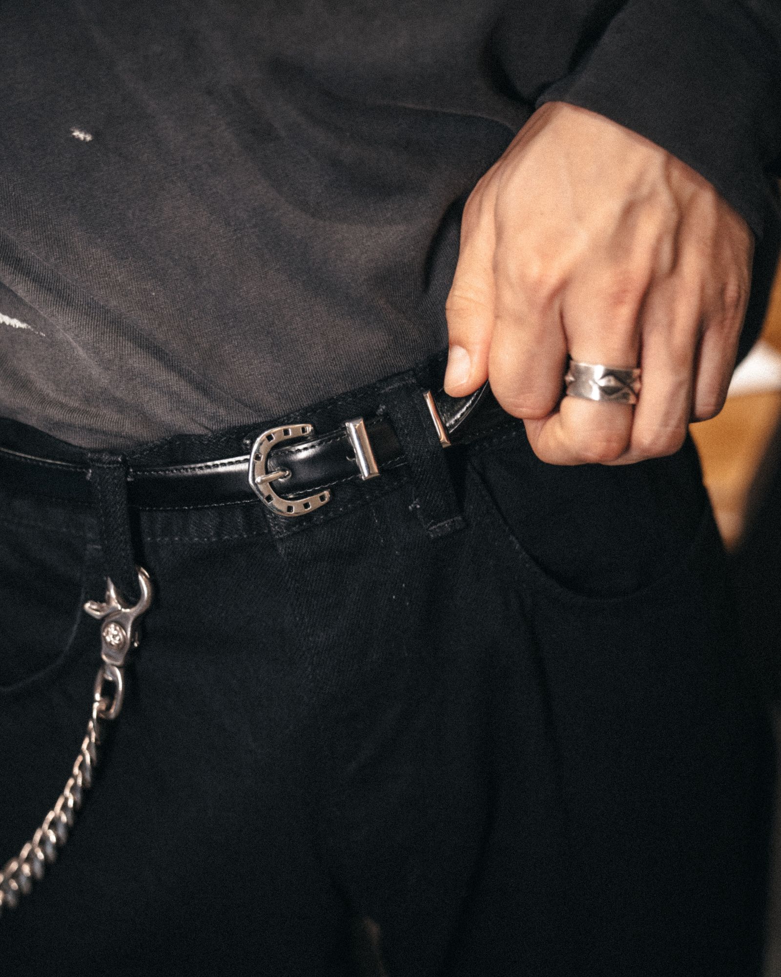 セントマイケル 26AW SAINT_BELT (SM-MK1-0000-082)BLACK×SILVER☆8月8日(土)発売！