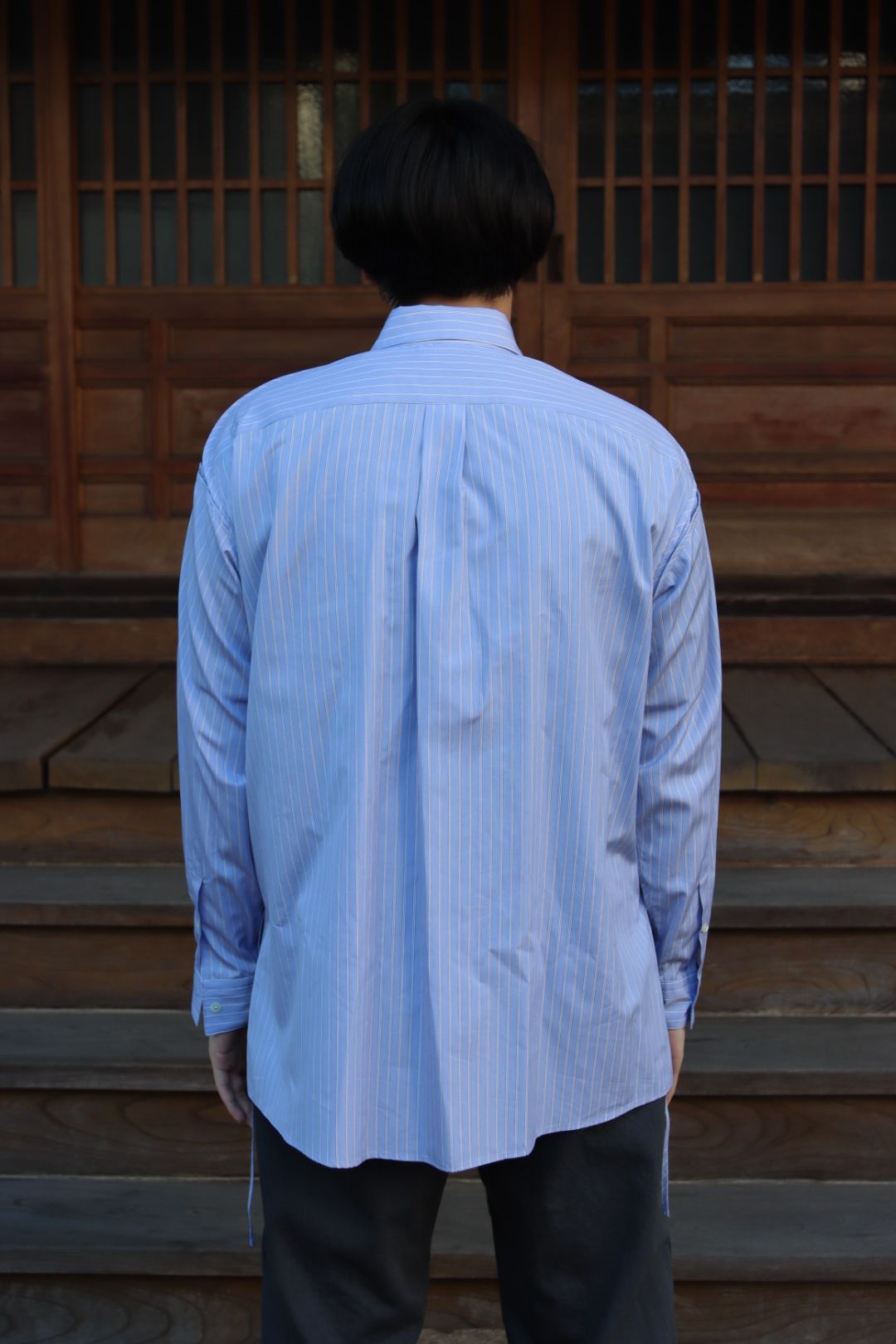 YOKE THOMAS MASON STRIPED PIPING SHIRT