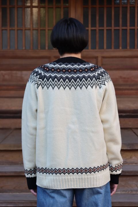 JUNYA WATANABE COMME des GARCONS MAN ウールジャガードニット求心柄"WHITE"style