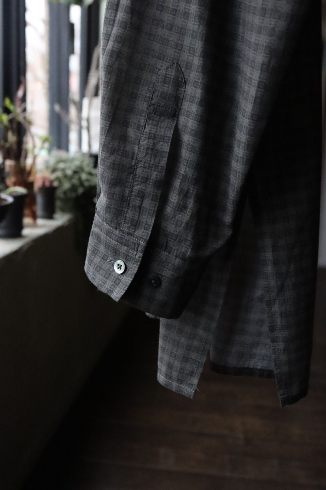 ヨーク24SS PIXEL LOW PLAID OPEN COLLAR SHIRT(YK24SS0654SH)CHARCOAL