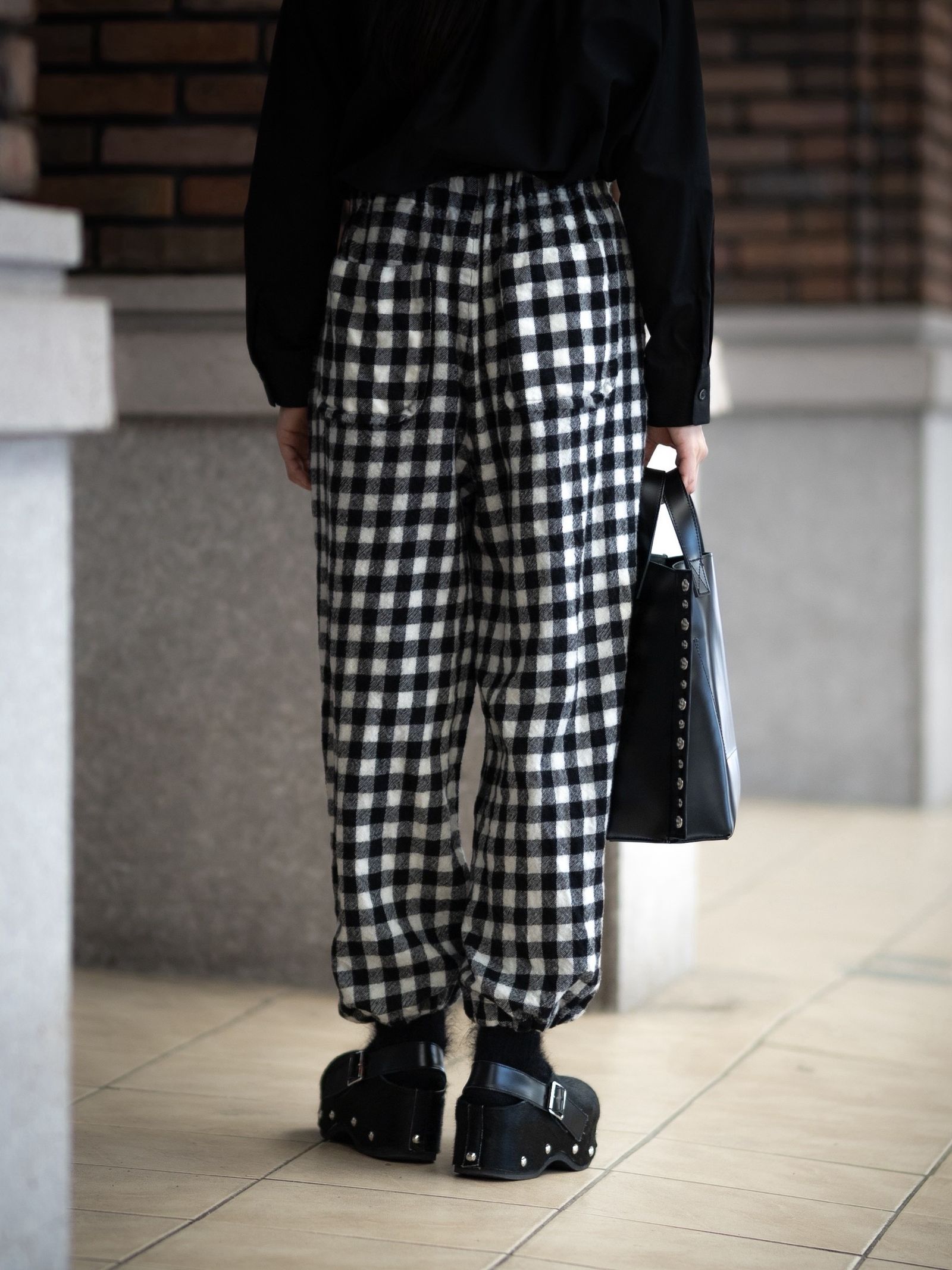 tao 26FW ウールギンガムチェック先染 製品縮絨パンツ(TR-P005-051-1)BLACK×WHITE☆10月2日(金)発売！