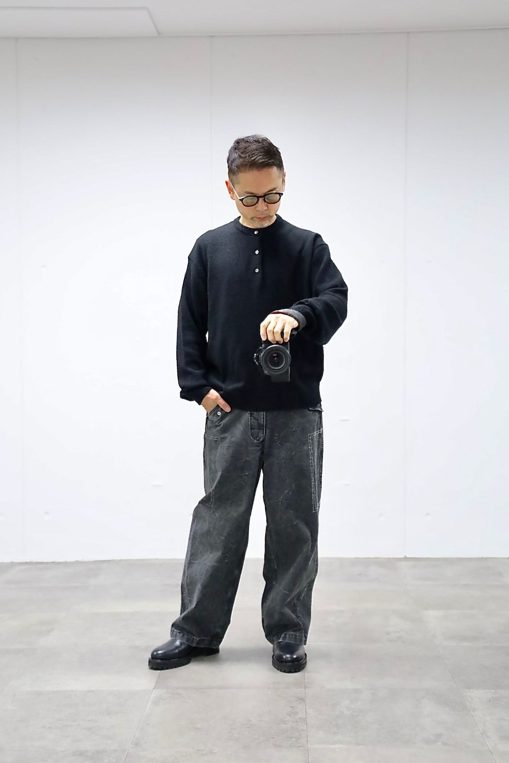 アプレッセ 2026 STYLE1 Washed Silk Nep Henry Neck Sweater(26SAP-03-08)BLACK☆1月10日(土)発売！