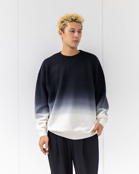 グラフペーパー 25AW Gradient Dyed Crewt Neck Knit(GU253-80492)BLACK☆9月27日(土)発売！