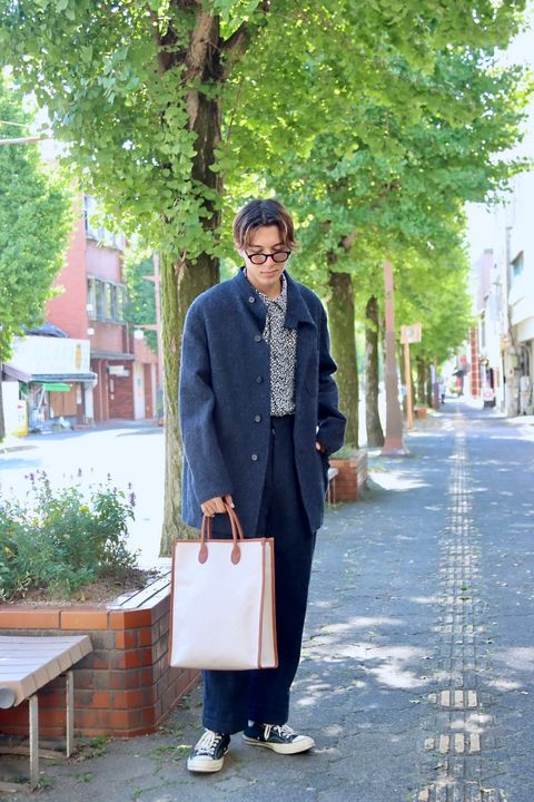 A.PRESSE 23AW Tweed Hunting Jacket"NAVY"スタイル