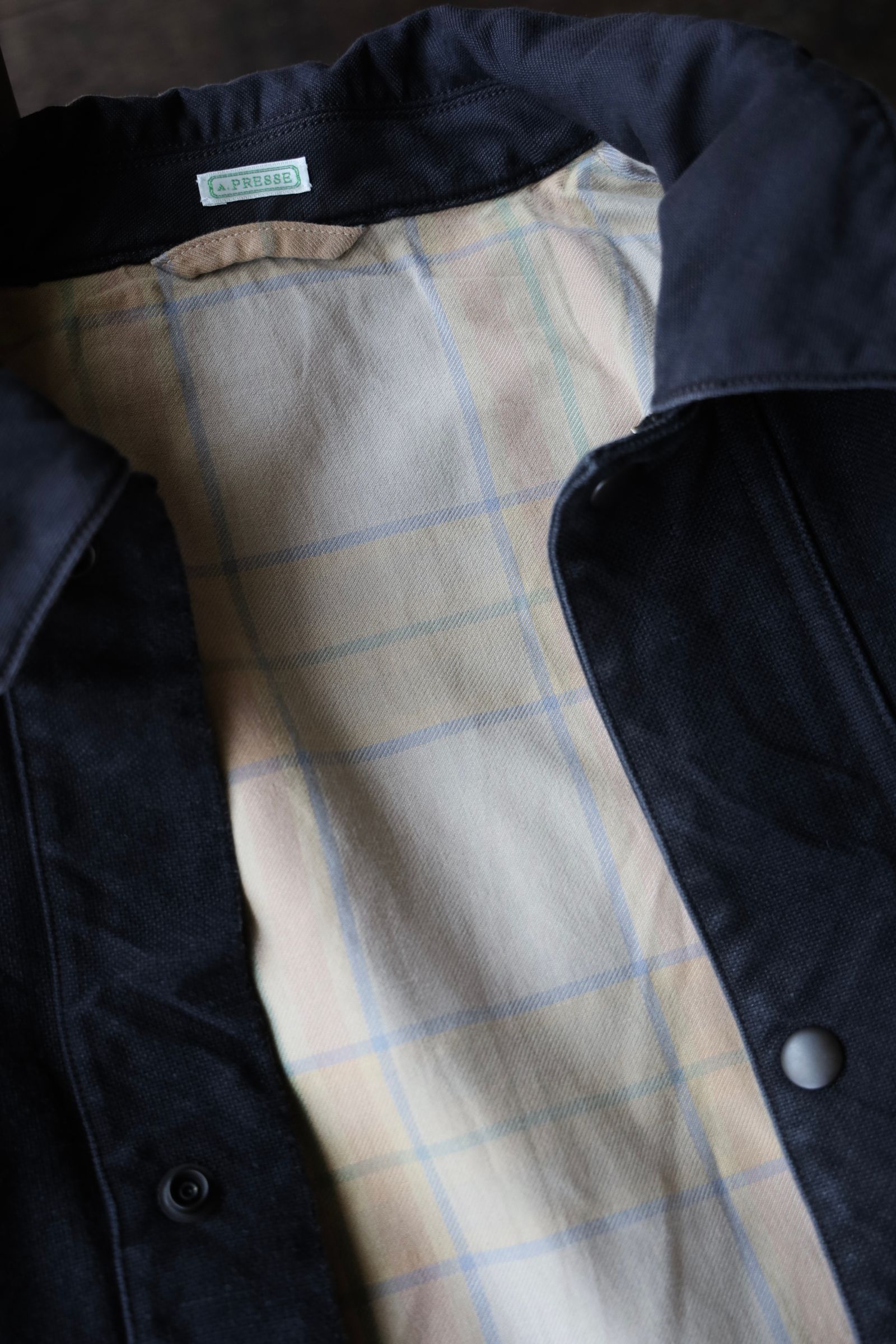 アプレッセ 2025 STYLE2 Vintage Silk Hemp Hunting Jacket(25AAP-01-25)BLACK☆再入荷！