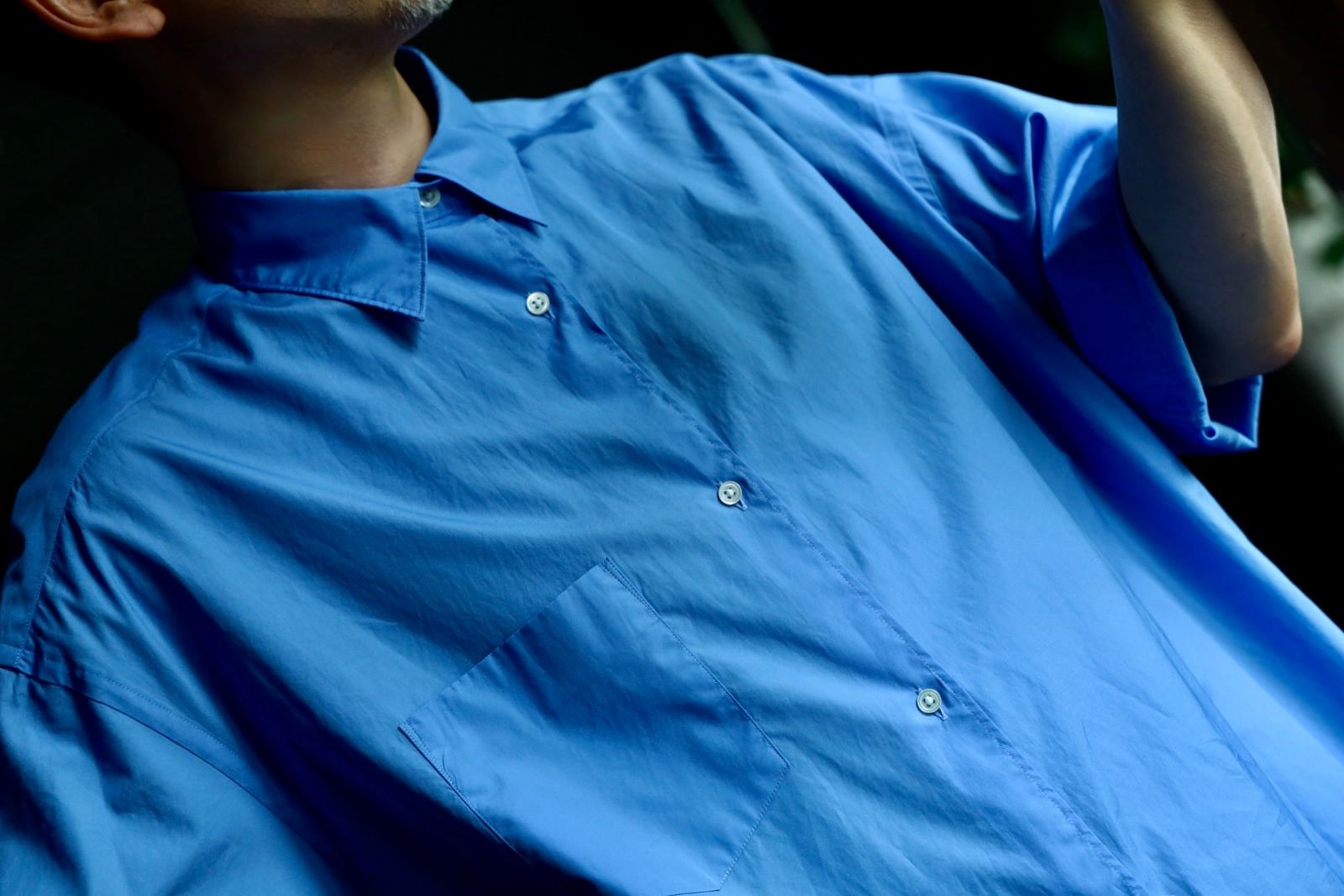 グラフペーパーシャツ Broad S/S Oversized Regular Collar Shirt(GM241-50003B)BLUE