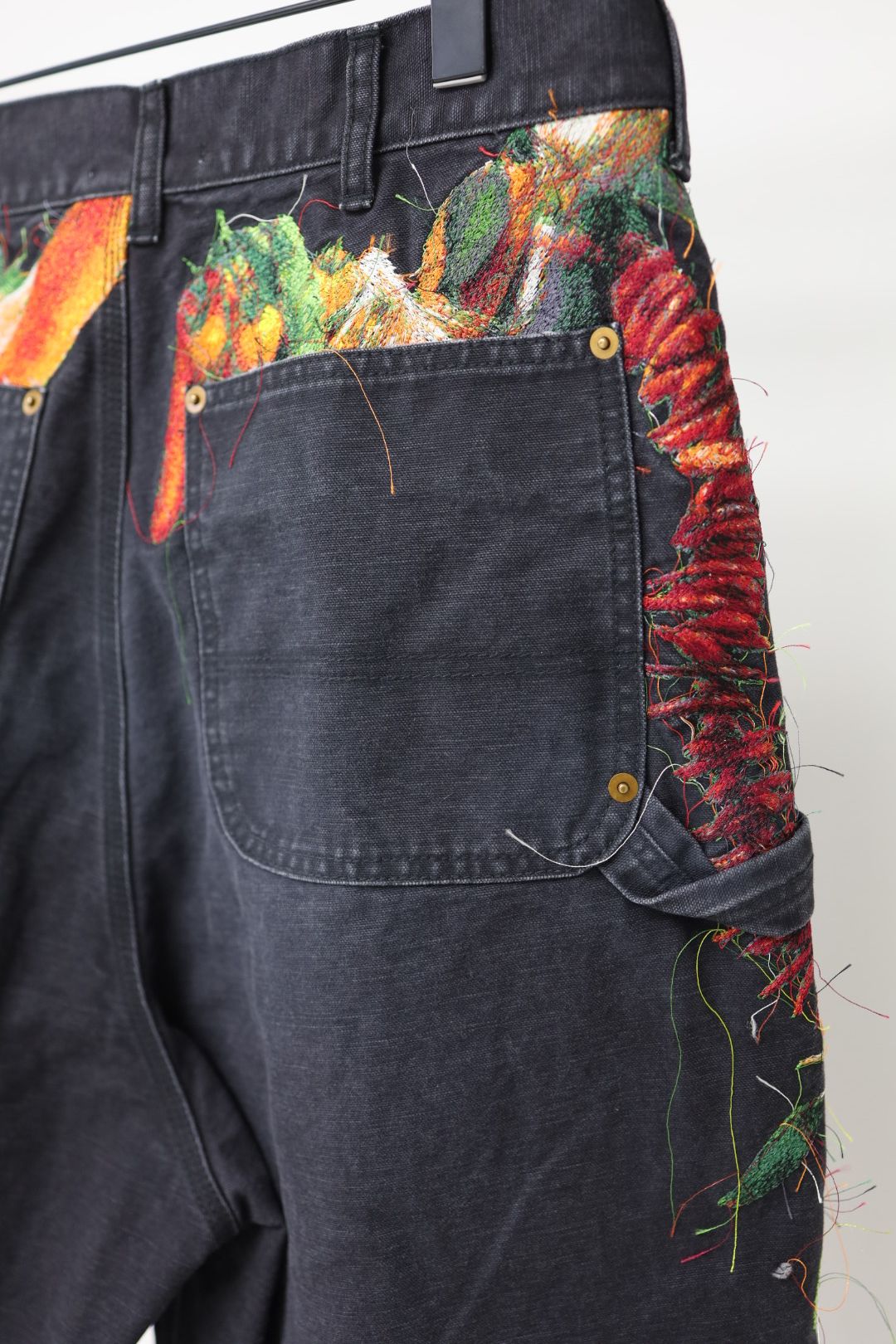 doublet ダブレット26SS VEGETABLE EMBROIDERY CUT-OFF PANTS (26SS19PT350) BLACK ★1月17日(土)11:00発売！