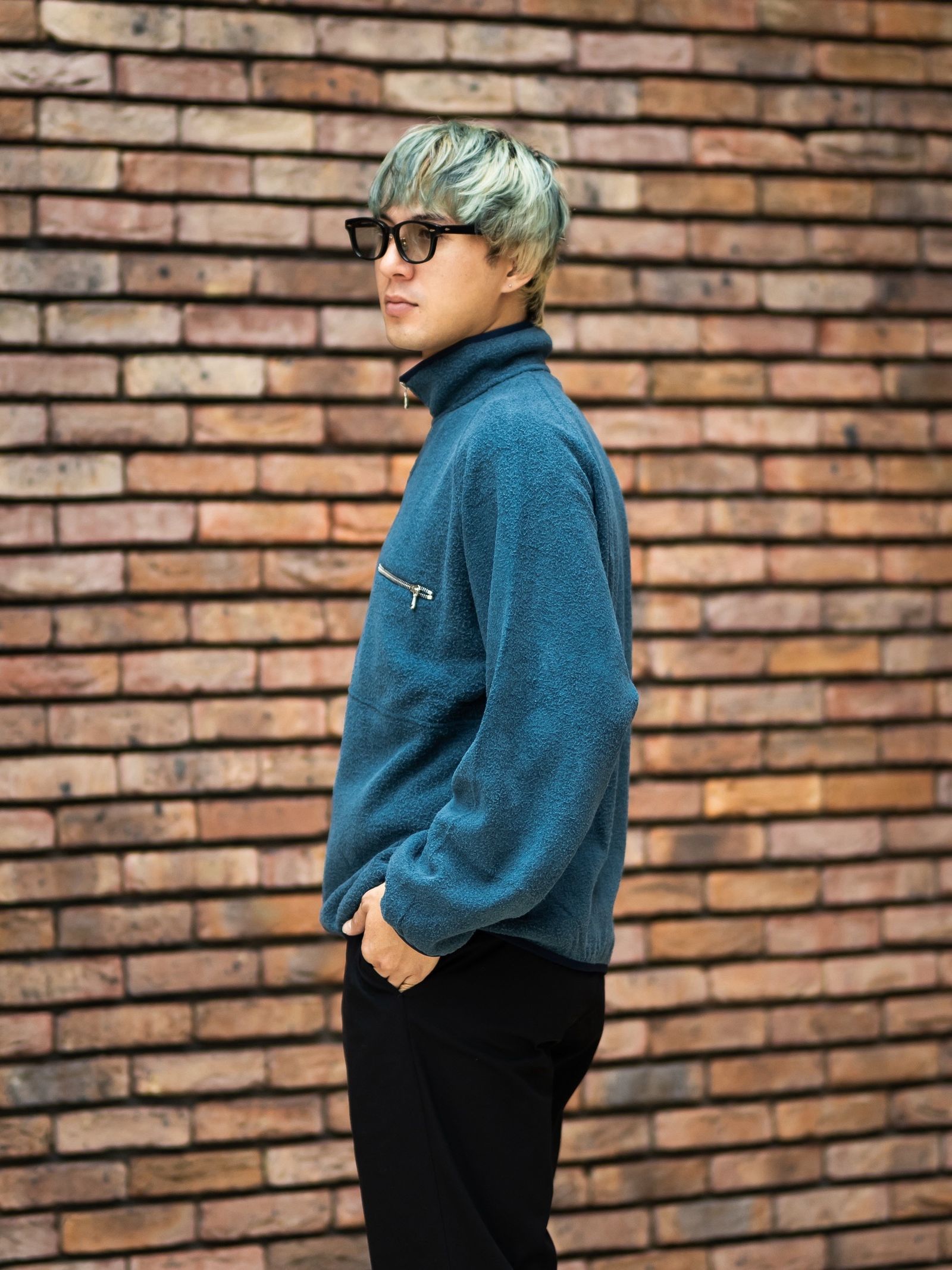 A.PRESSE Vintage Silk Fleece Harf ZIP Jacket MARK STYLE