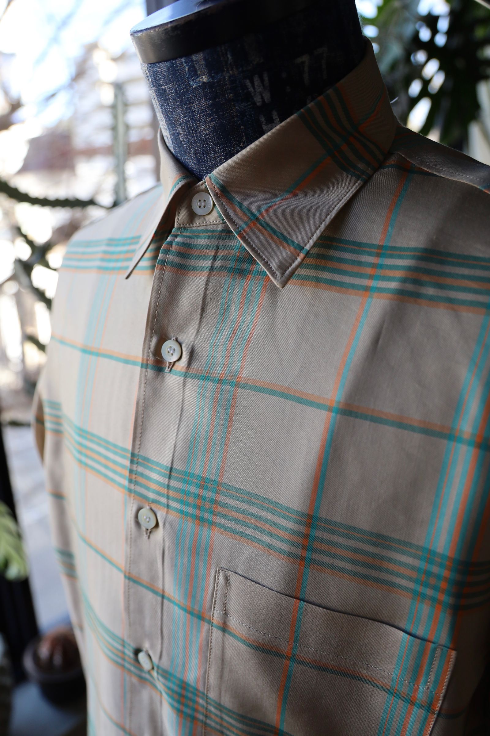 ヨーク25SS シャツPLAID REGULAR COLLAR SHIRT(YK25SS0944SH)BEIGE