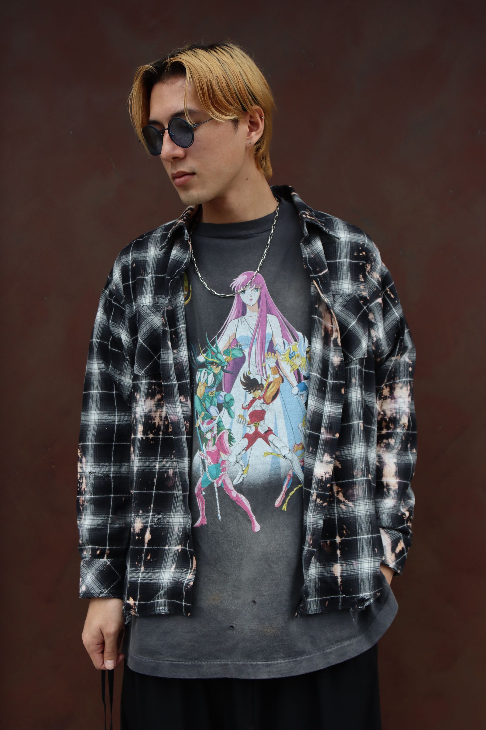 RAFUラフ 24SS Bleached & Damaged shirt(RAFU037)BLACK