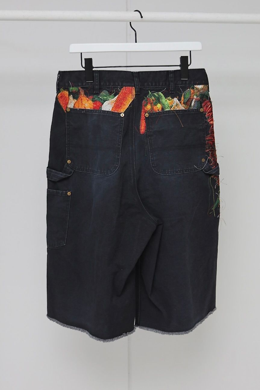 doublet ダブレット26SS VEGETABLE EMBROIDERY CUT-OFF PANTS (26SS19PT350) BLACK ★1月17日(土)11:00発売！