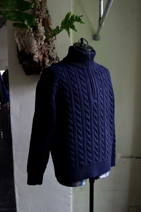 アプレッセ23AW Cashmere Aran Half Zip Sweater(23AAP-03-03K)NAVY☆10月21日(土)発売！