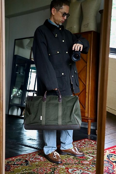 Hender Scheme boston luggage"khaki green"スタイル
