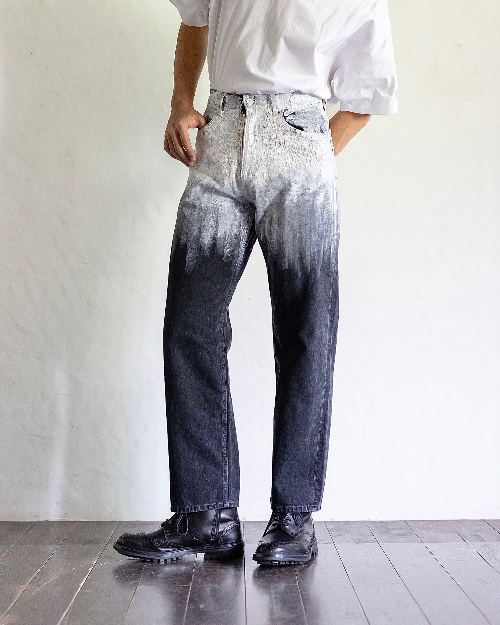YOKE - ヨーク24FW HAND PAINTED DENIM WIDE STRAIGHT PANTS YOKE - ヨーク24FW HAND PAINTED DENIM WIDE STRAIGHT PANTS