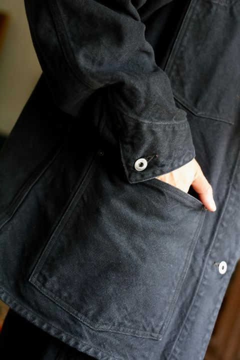 A.PRESSE 2025 STYLE2 Vintage Silk Hemp Coverall Jacket"BLACK"スタイル