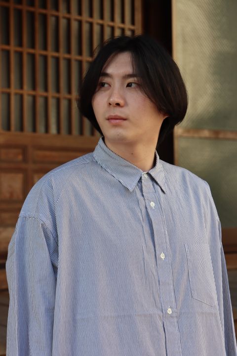 FreshService CORPORATE STRIPE REGULAR COLLAR SHIRT"WHITE×BLACK"style.