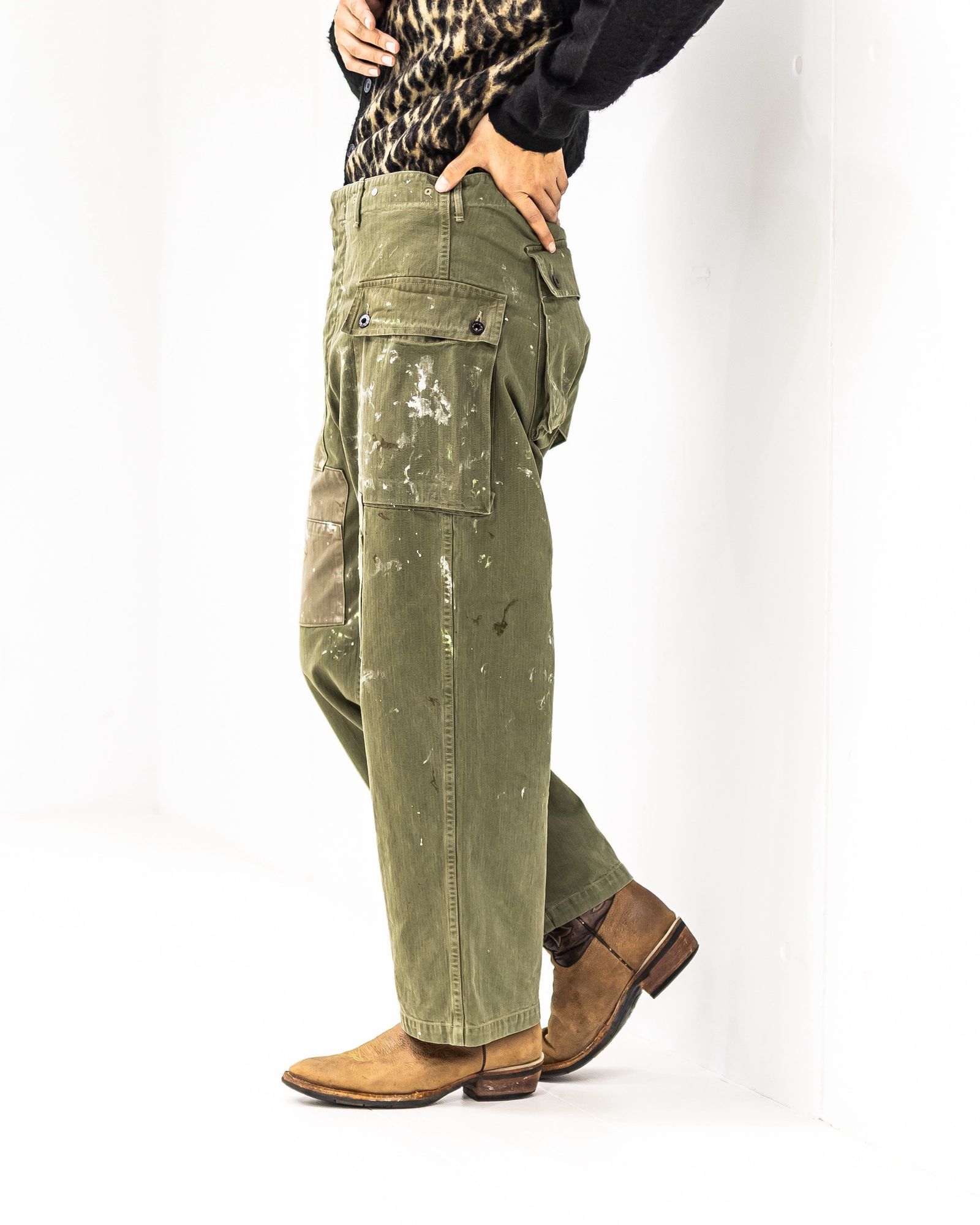 BOW WOW 25FWバウワウ PAINT STAINED USMC P-44 HBT TROUSERS(BW252-PU4HT)PAINT STAINED OD★10月11日(土)発売！