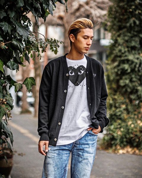 PLAY COMME des GARCONS V-NECK CARDIGAN ミックススタイル