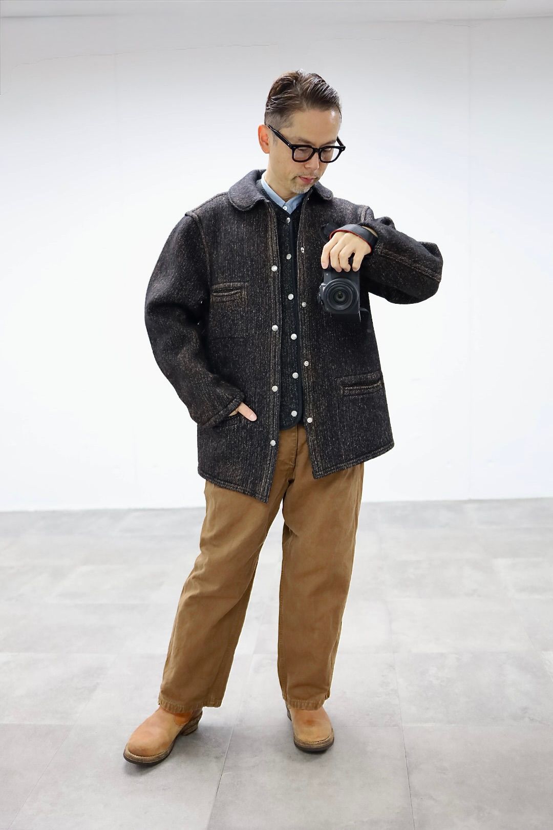 BOW WOW 25FWバウワウ  ジャケットB CLOTH JACKET AGED(BW252-BCJ) AGED MIXED BLACK