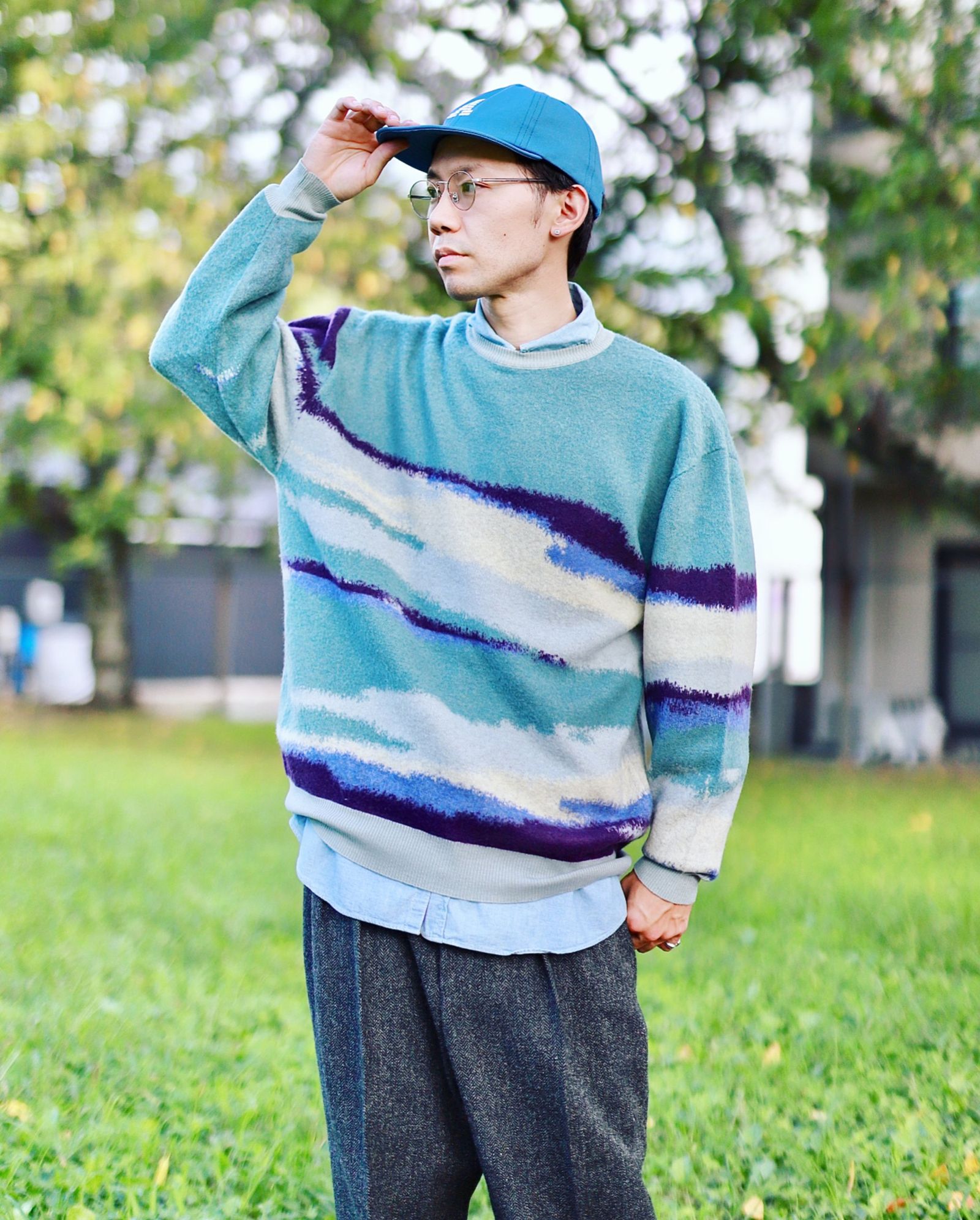 【23AW】Graphpaper Jacquard Crew Neck Knit