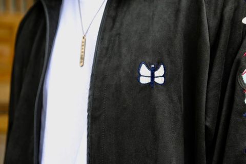 doublet CHAOS EMBROIDERY SUEDE TRACK JACKET"BLACK"style.2020.8.8.