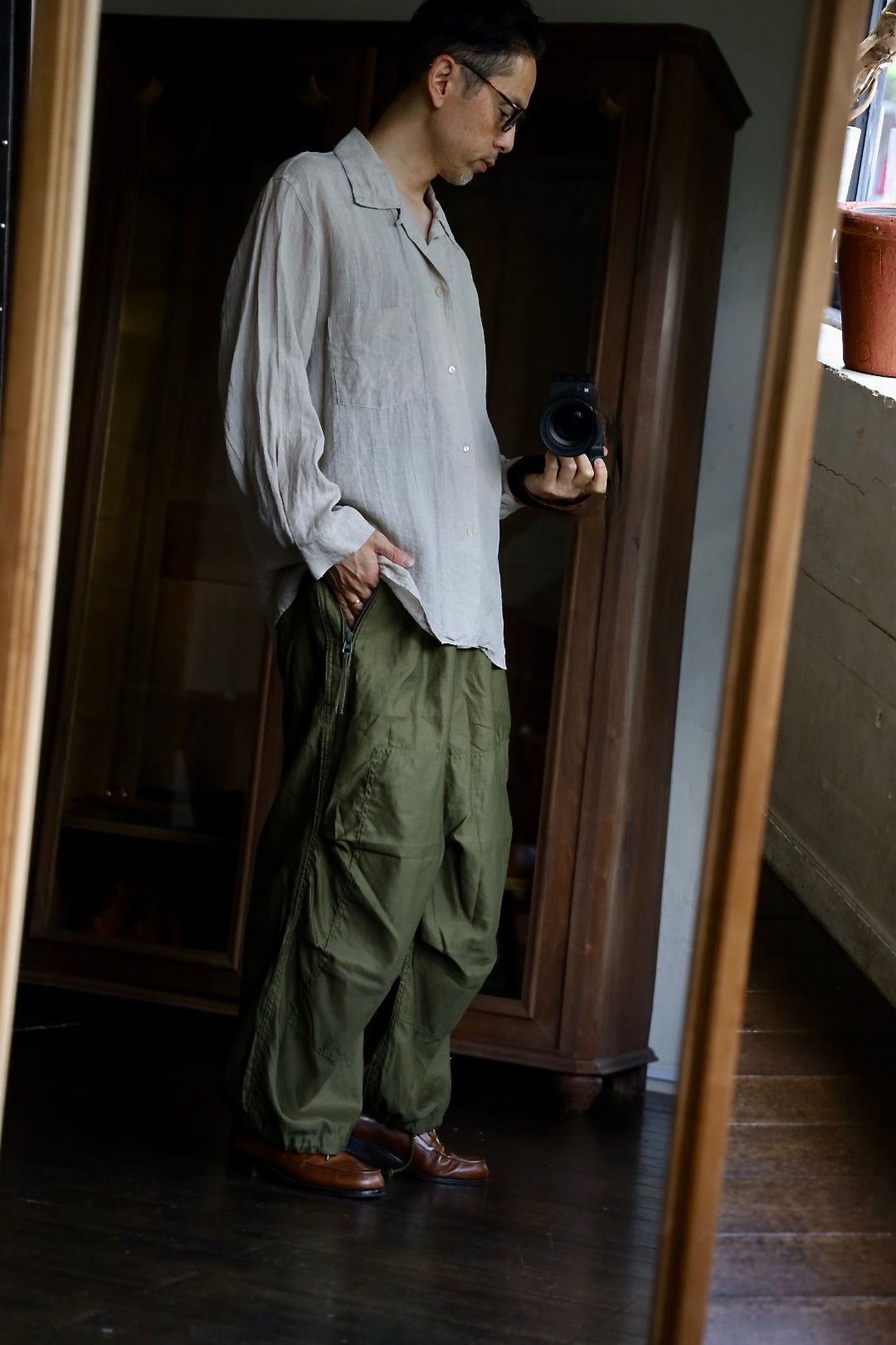 blurhms 25FW Linen Open-collar Shirt L/Sスタイル