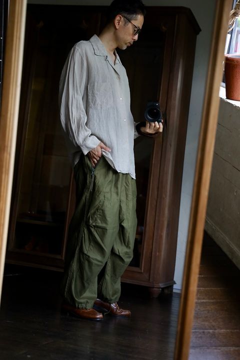 blurhms 25FW Linen Open-collar Shirt L/Sスタイル