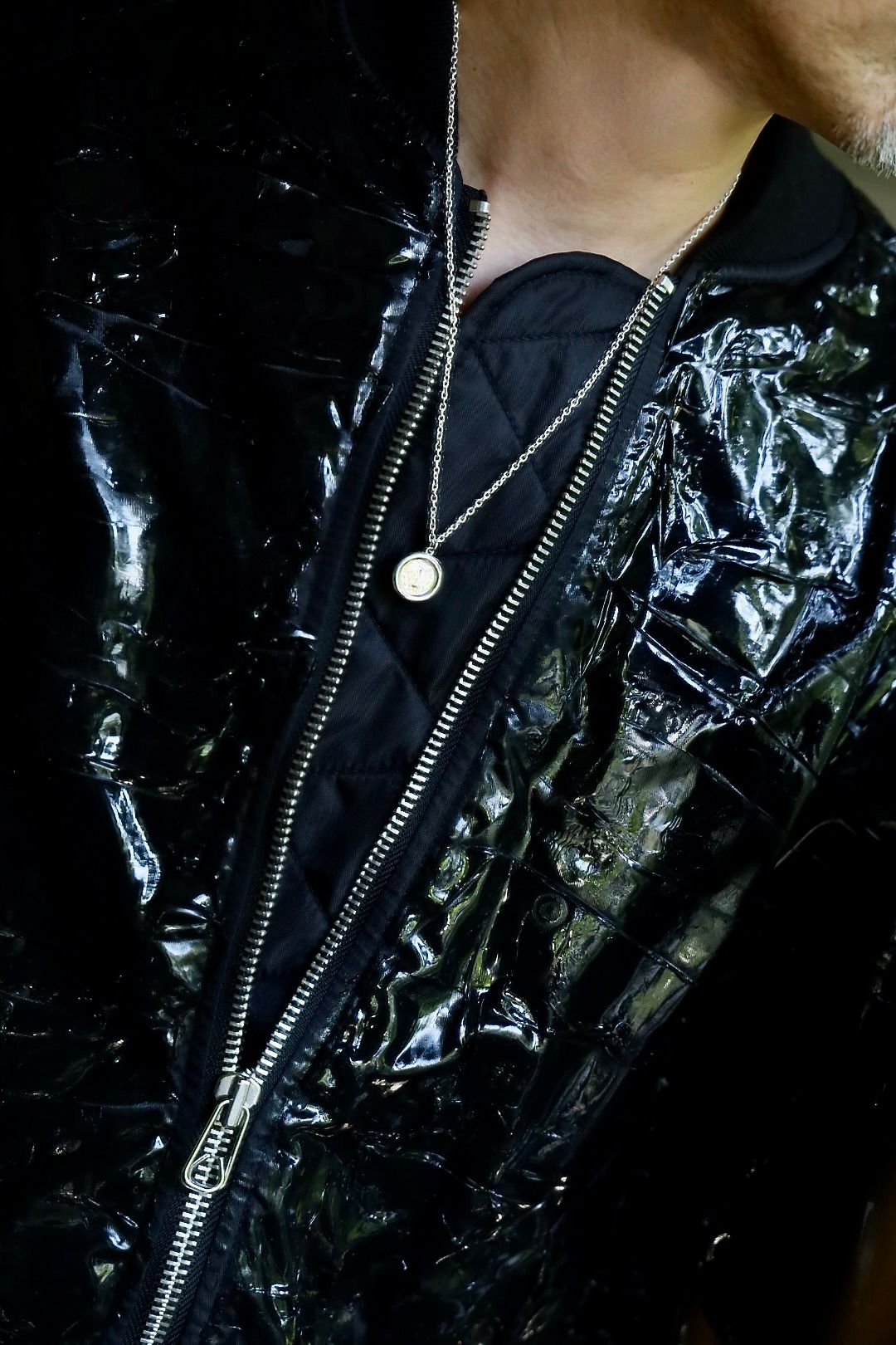 ヨーク24FW RUBBER HAND PAINTED BOMBER JACKET(YK24FW0758B)BLACK