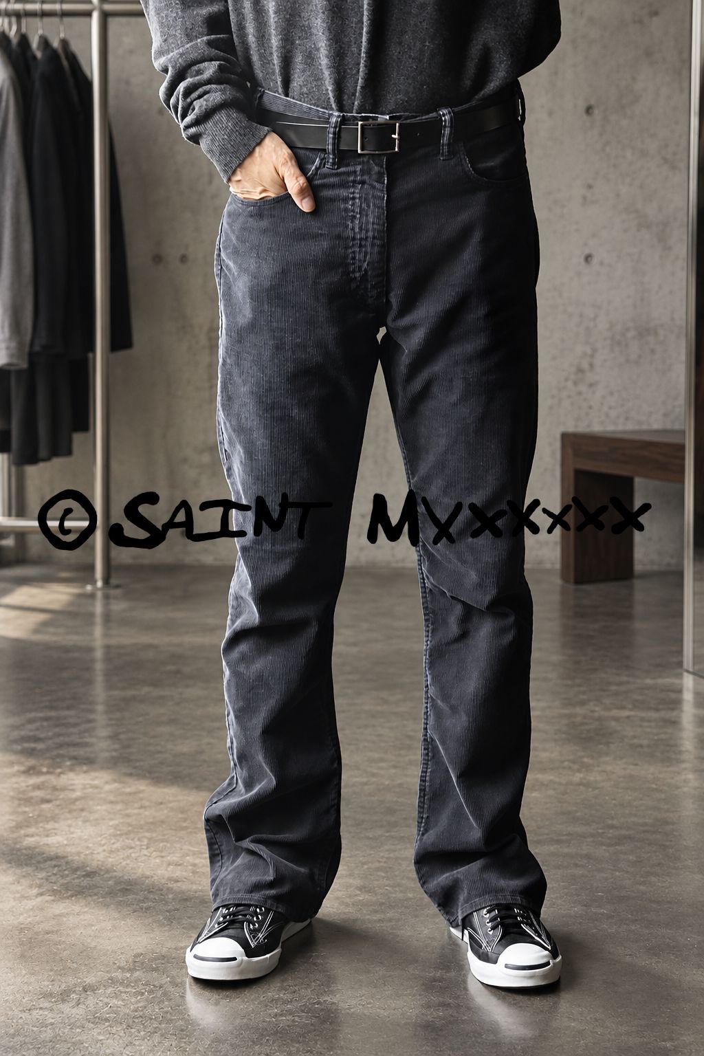 セントマイケル 26AW CORDUROY FLARE PANTS (SM-MK1-0000-069) BLACK