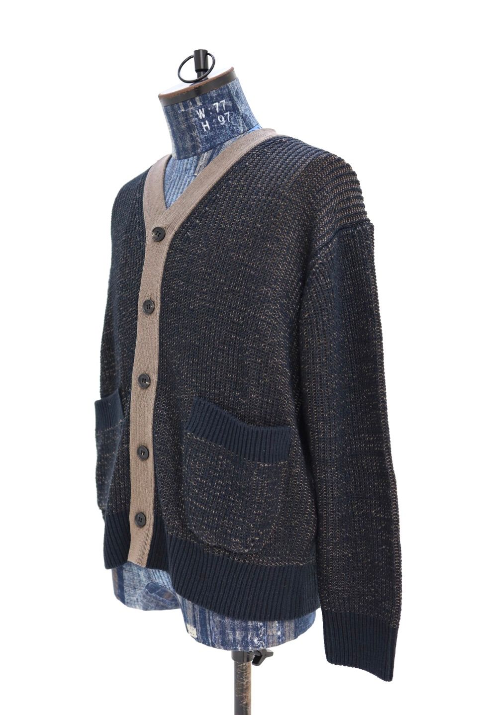 コムデギャルソンオム26SS シルク×綿片畦プレーティングカーディガン(HQ-N002-051)NAVY×BROWN☆2月6日(金)発売