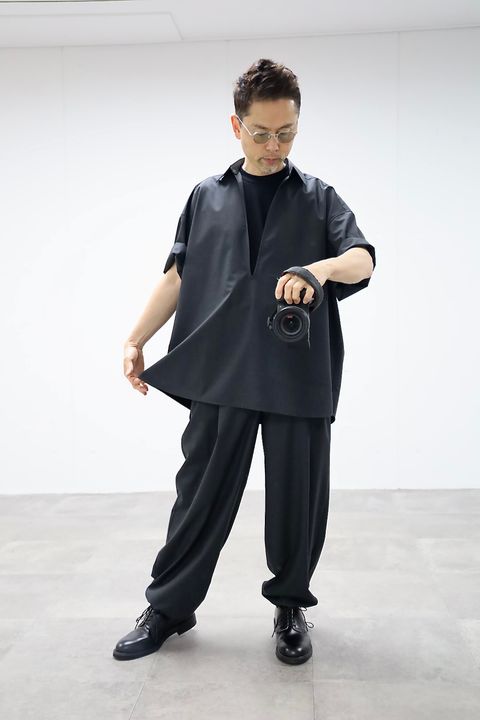 Graphpaper 26SS Fine Wool Heather S/S Skipper Shirt"CHARCOAL"スタイル