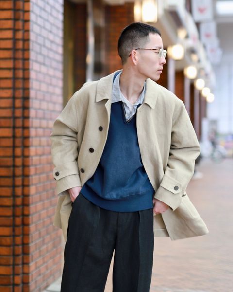 A.PRESSE アプレッセ23SS Wide Tapered Trousersウインドペンスタイル