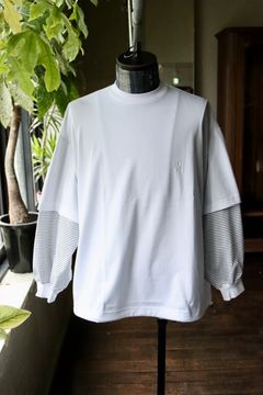 イズネス25AW BALLOON LAYERED LONG SLEEVE T SHIRT(1007AWCS02)WHITE×NAVY border