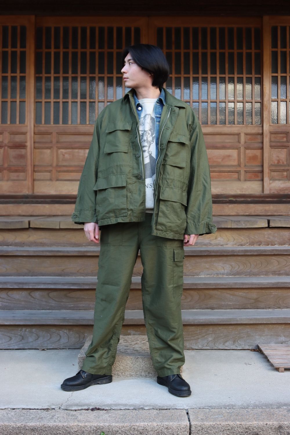 Cotton Linen Moleskin Millitary Jacketsize0